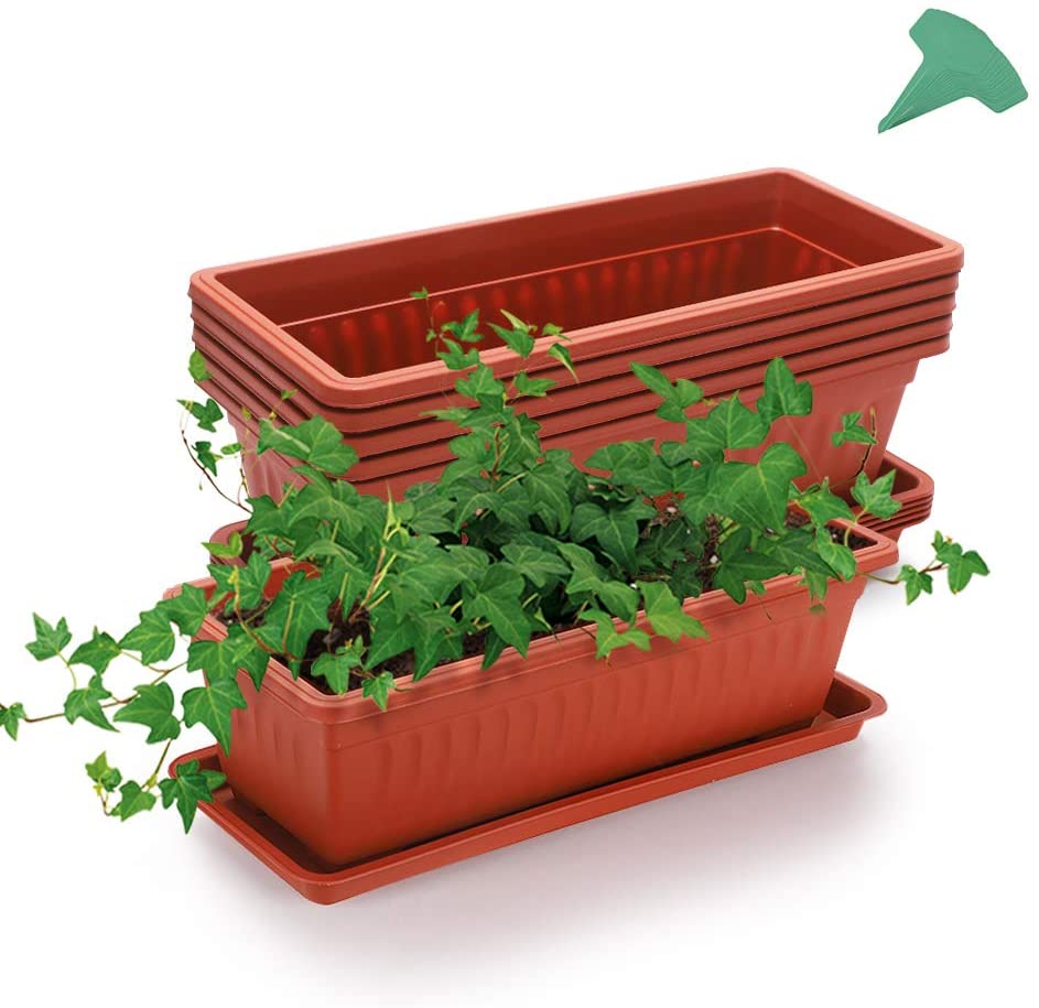GROWNEER 6 Pack Terracotta Plastic Planter Box