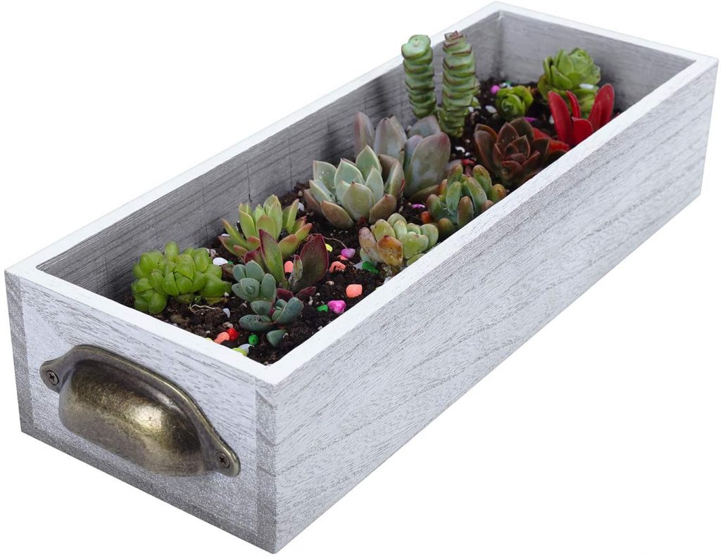 SOLIGT Extra Thick Wood Planter Box with Rustic Handles