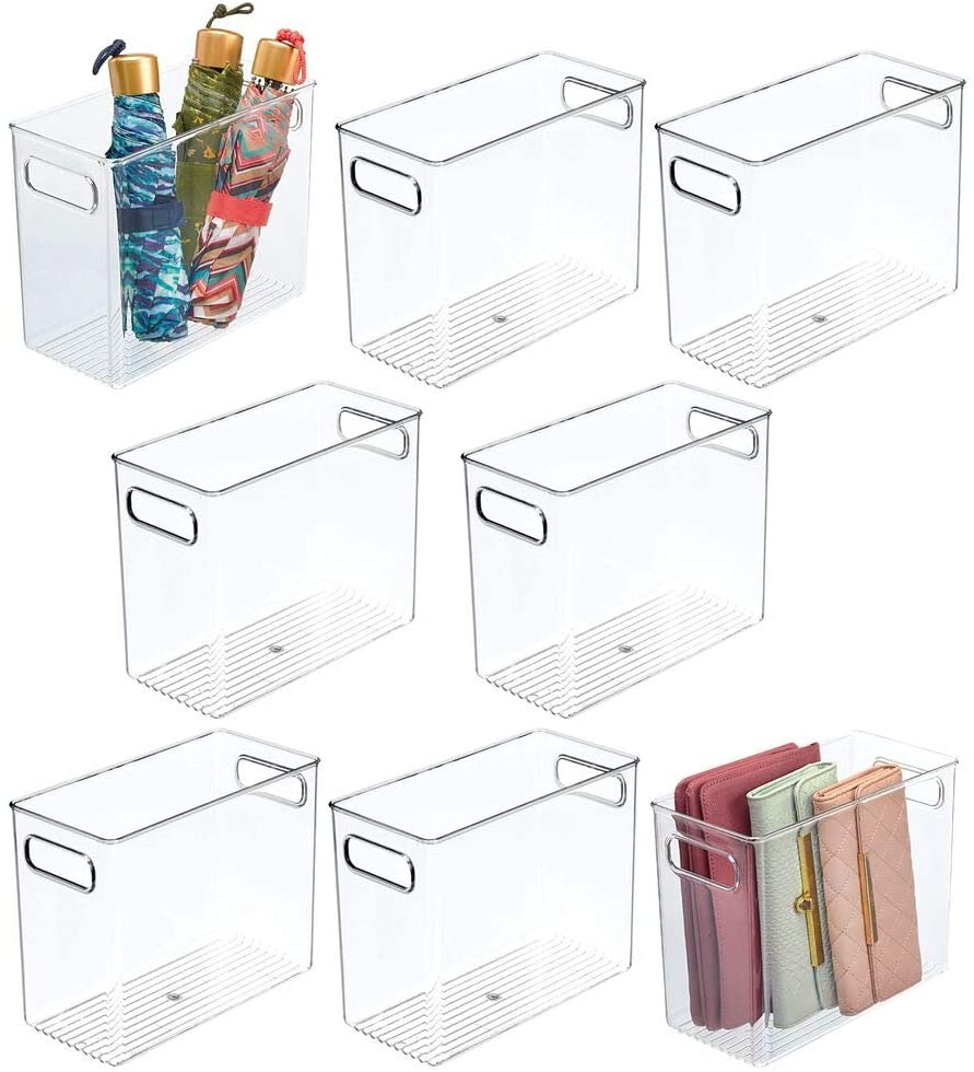mDesign Plastic Home Storage Basket Bin with Handles for Organizing Closets