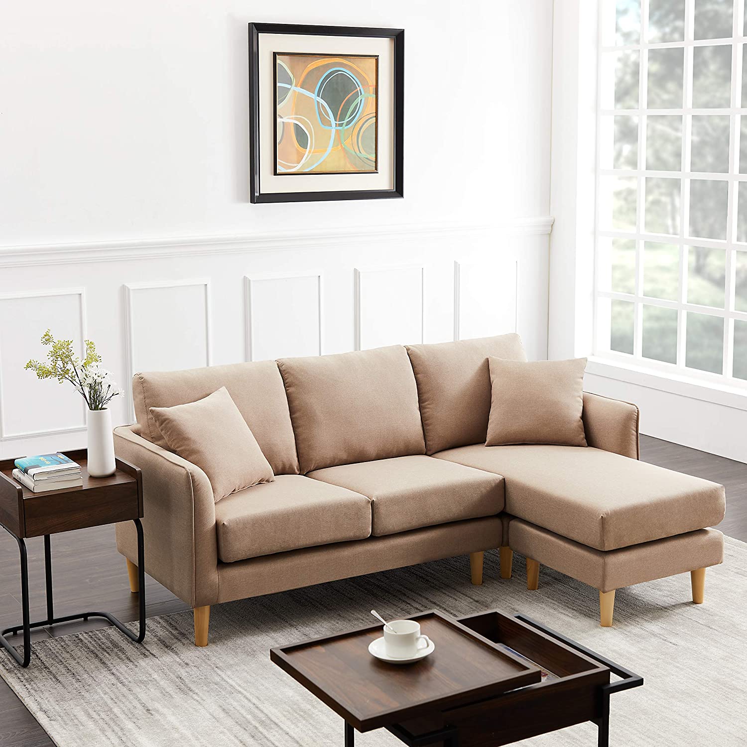 Carkoci Modern Style Convertible L-Shaped Couch Sofa