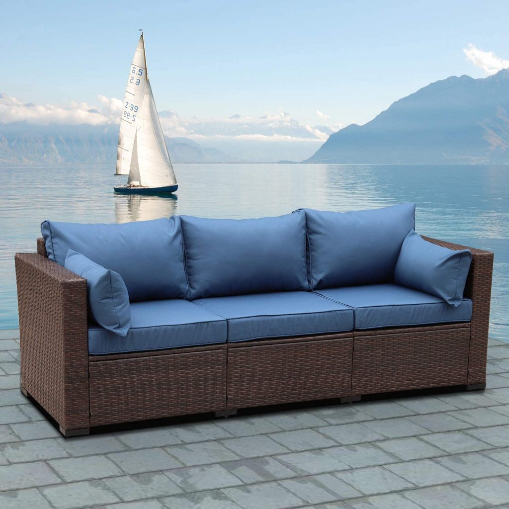 3-Seat Patio Wicker Sofa - Outdoor Rattan Couch