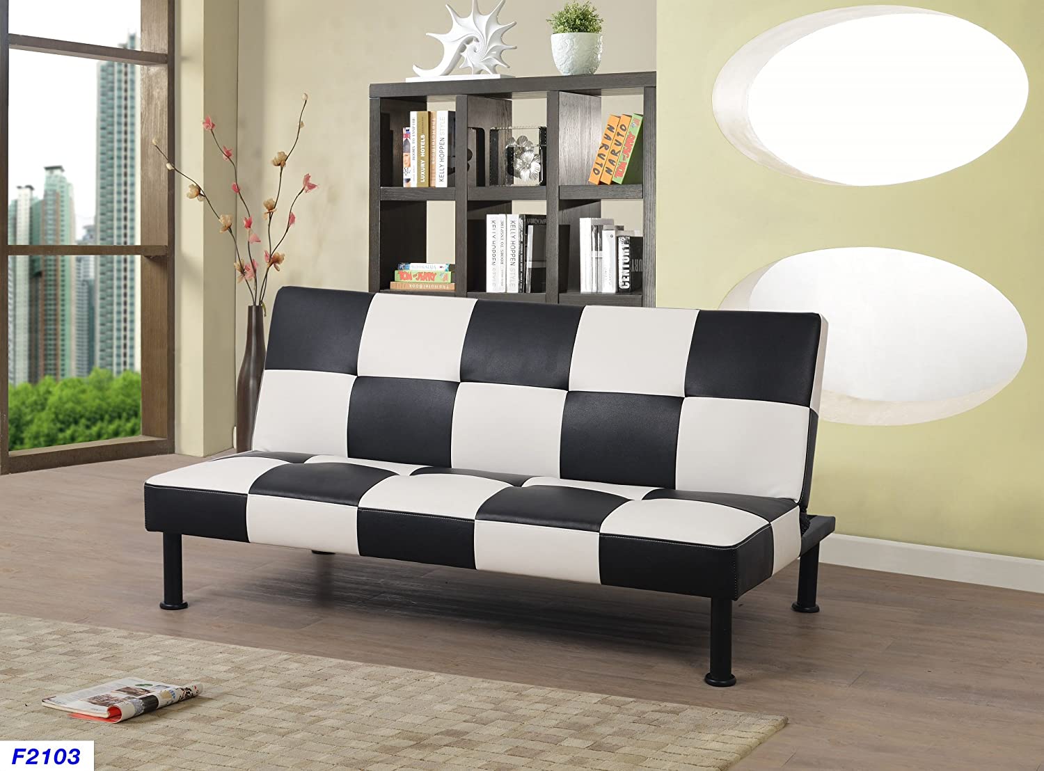 Beverly Fine Furniture Checkered Futon Sofa Bed