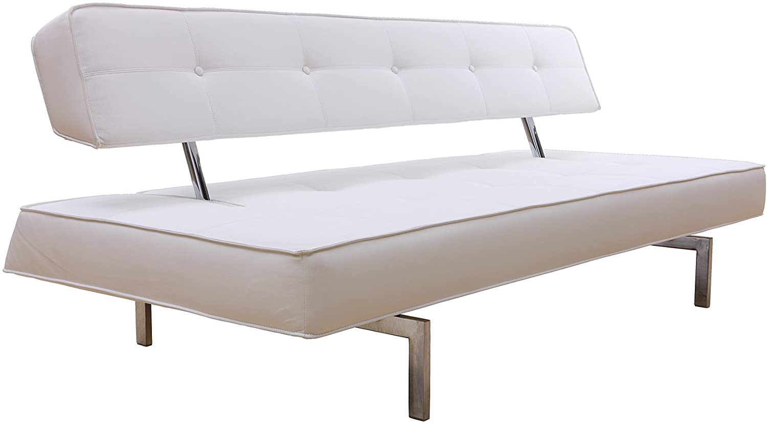 J and M Premium White Leatherette Sofa Bed