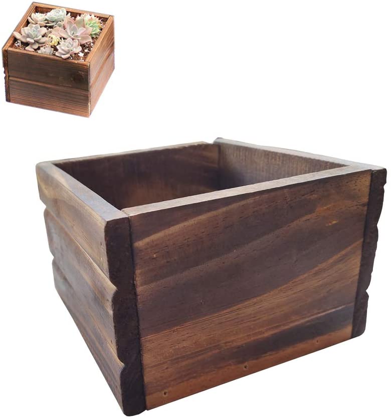  Arlai Rustic Cube Planter Box, Rustic Style Succulent Plant Pots