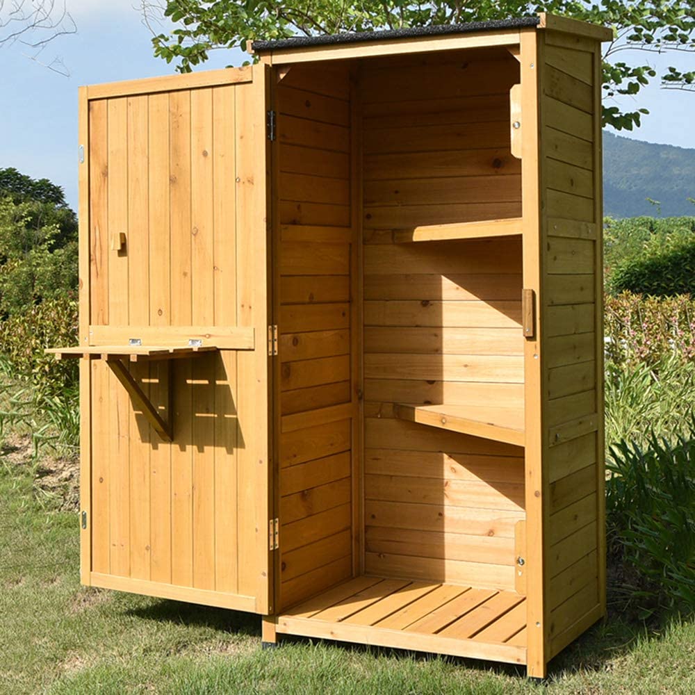 55.9in Outdoor Wooden Garden Storage shed
