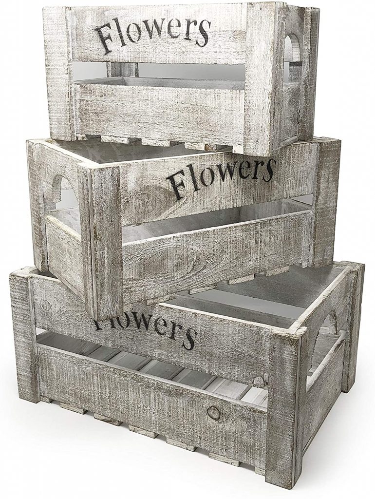  allgala 3-PC Set Wooden Boxes Planter Trough for Flower pots