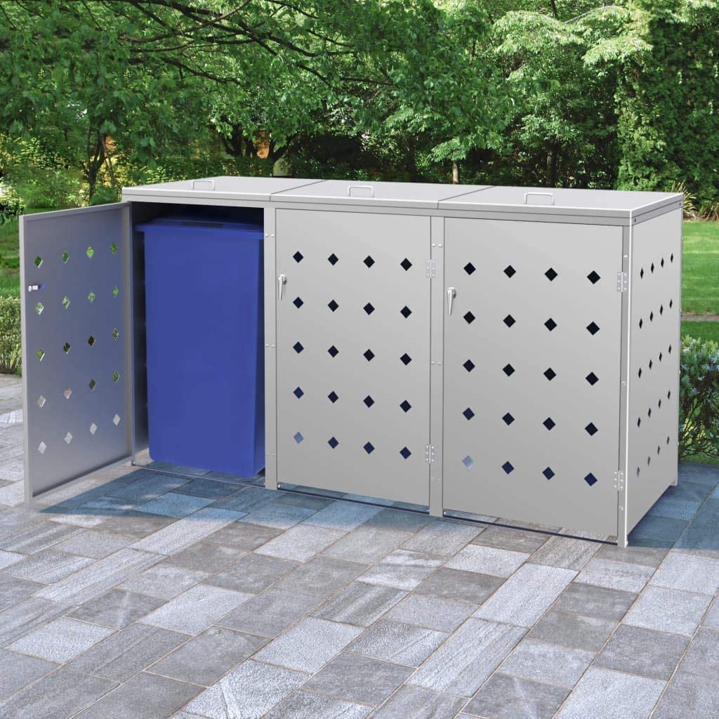 Canditree Outdoor Large Horizontal Storage Shed Stainless Steel For Trash Cans 