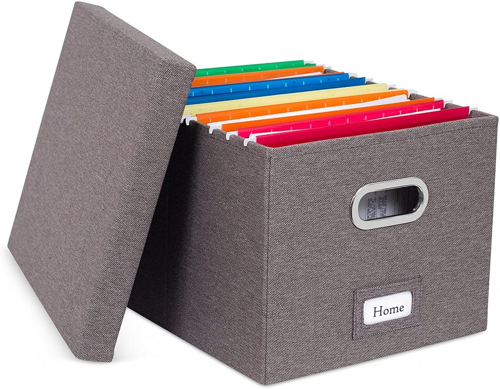 Collapsible File Box Storage Organizer with Lid