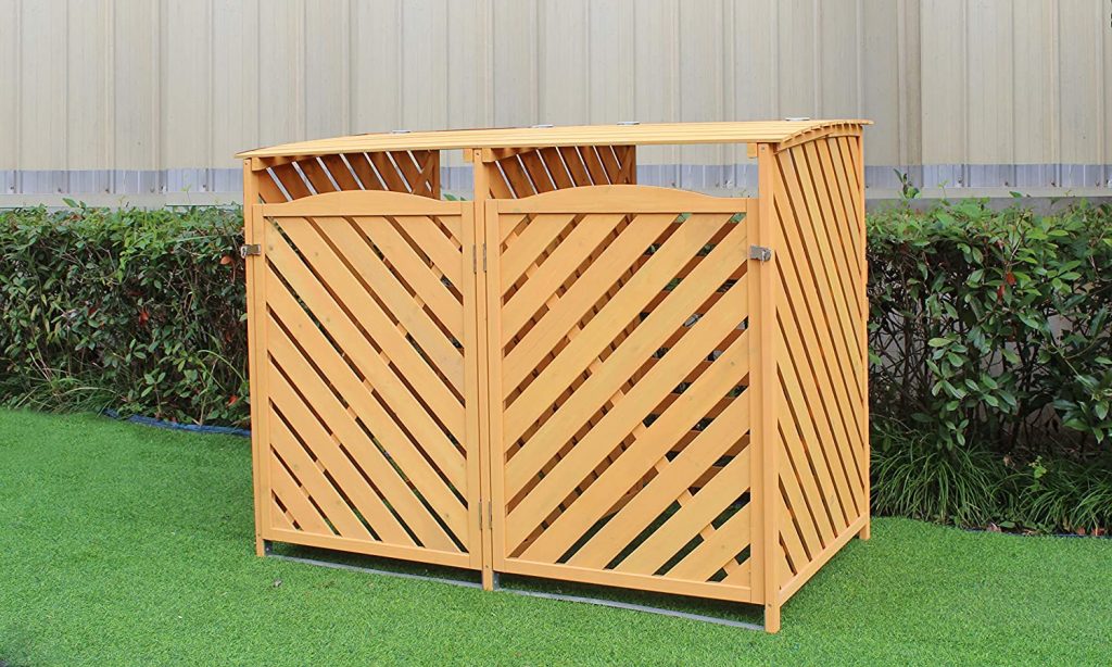 Chic wooden trash can enclosure