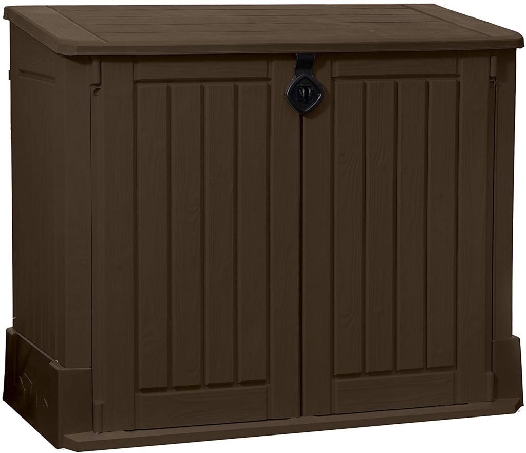 Resin outdoor trash can storage shed
