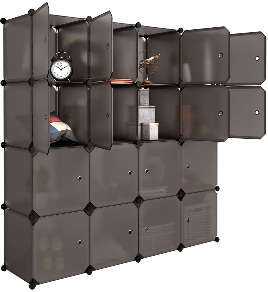 LANGRIA 16 Cube Organizer Plastic Stackable Storage Shelves
