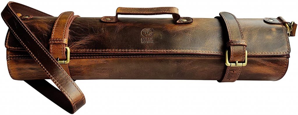 Rustic Town Leather Knife Roll Storage Bag