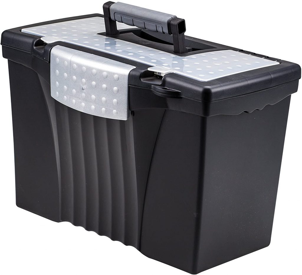 Storex Portable File Box with Organizer Lid