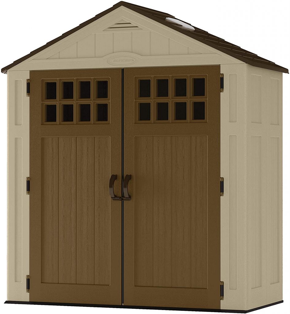 Suncast 6' x 3' Vertical Shed Outdoor Storage for Backyard Tools and Accessories