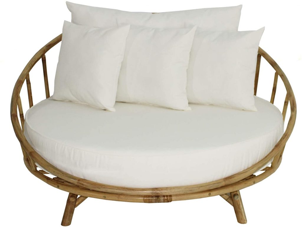ZEW Bamboo Round Daybed Outdoor Indoor Large Accent Sofa Chair