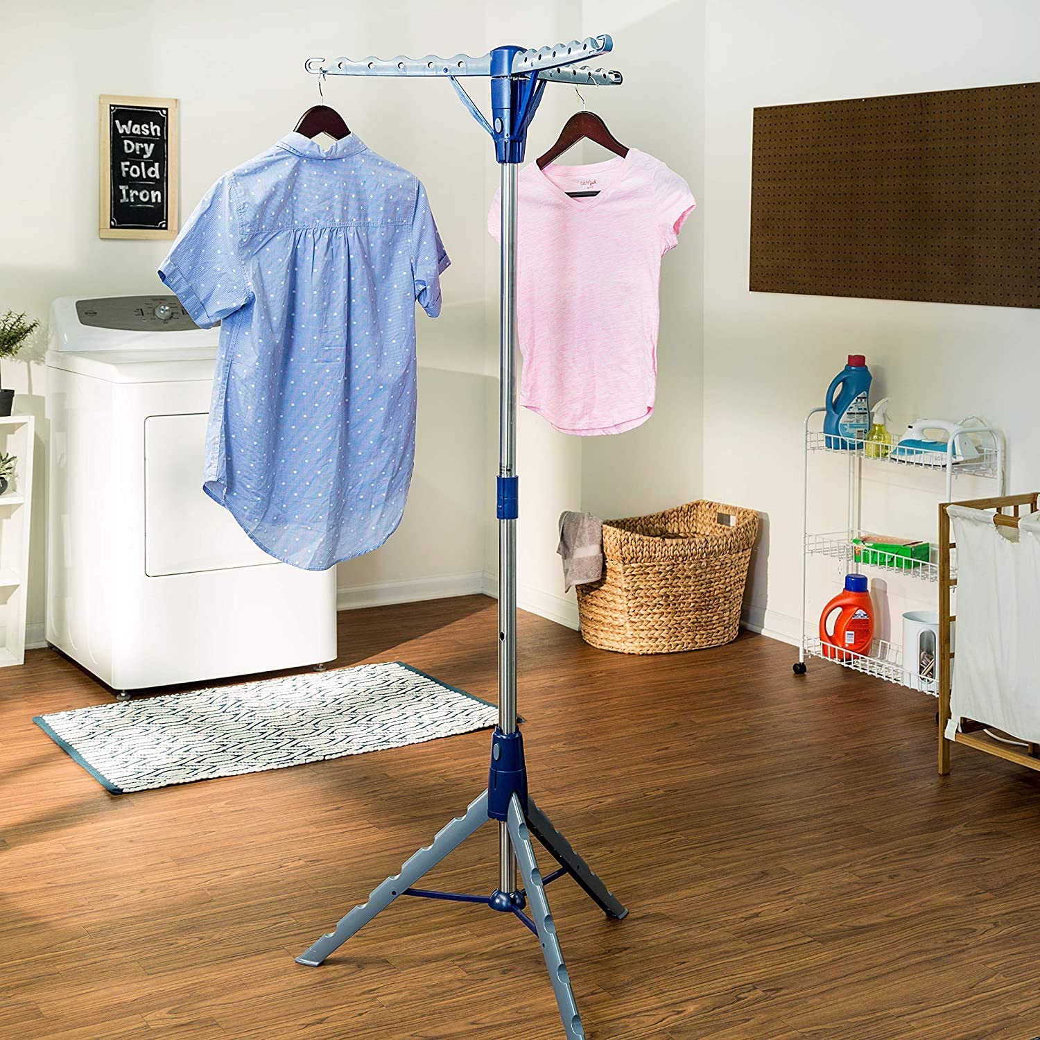 Standing drying rack with multiple hooks