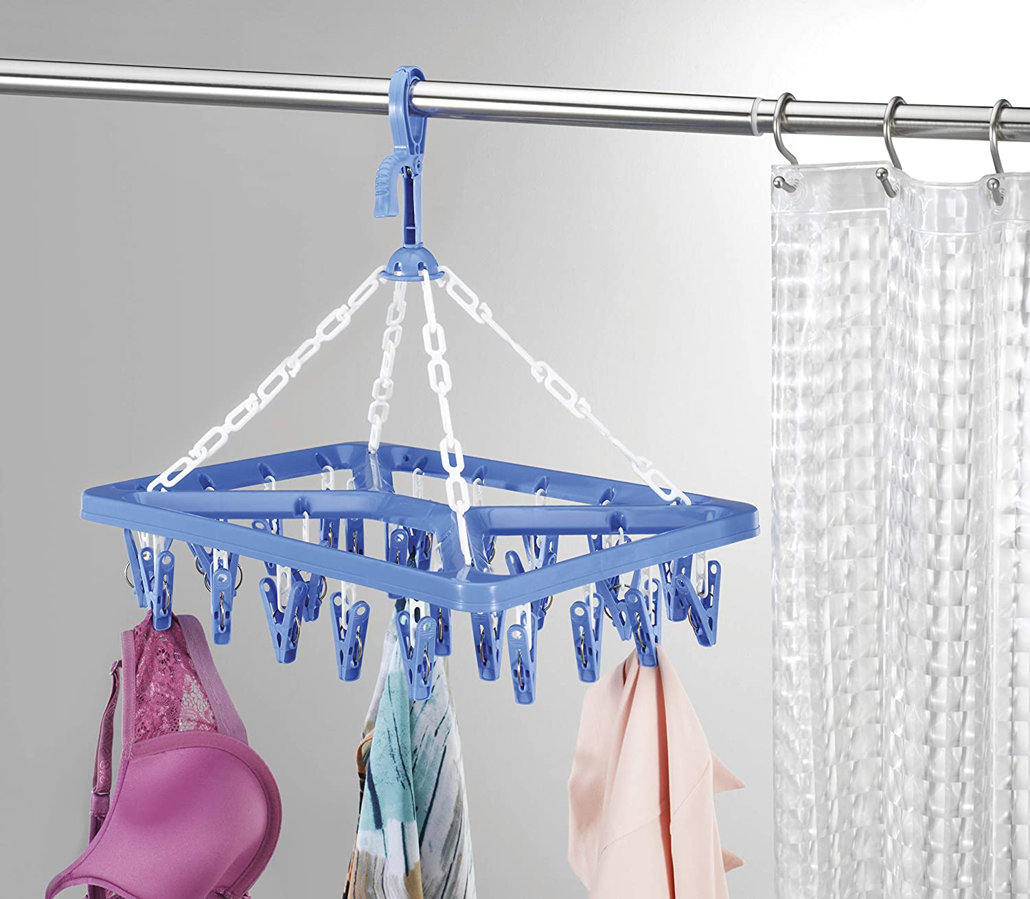 Blue drip-style drying rack for clothes