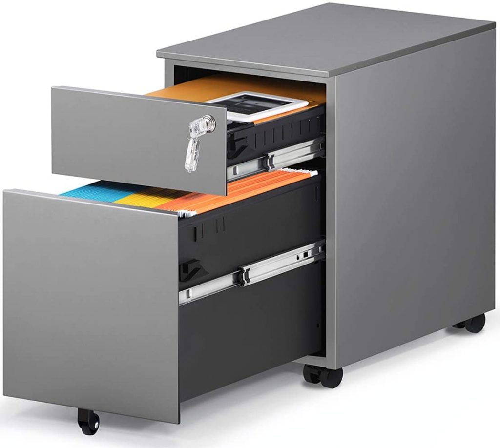  HAIAOJIA 2 Drawer Mobile File Cabinet with Lock 
