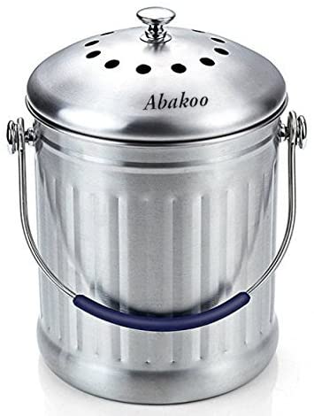 Abakoo 堆肥桶 1.8 加仑不锈钢 304 不锈钢厨房堆肥桶