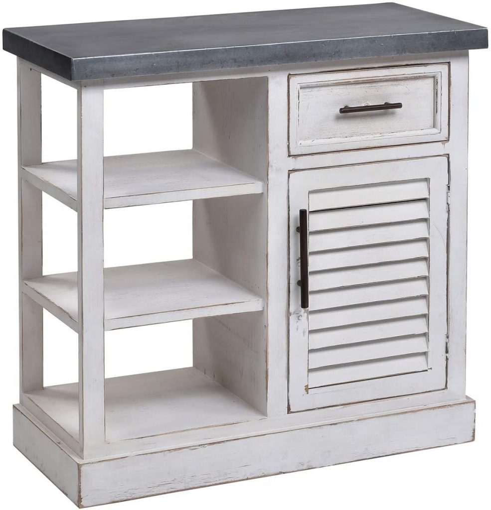  Sterling Home Ballintoy Antique White and Galvanized Steel-Small cabinet