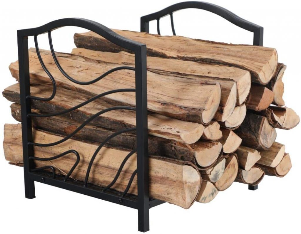 PHI VILLA 16 英寸木柴原木架装饰性室内/室外钢制壁炉木架储物支架