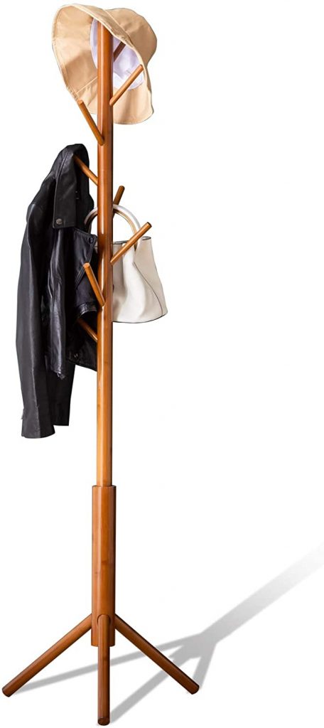  Bamboo Coat Rack Freestanding Stand Tree Adjustable Coat