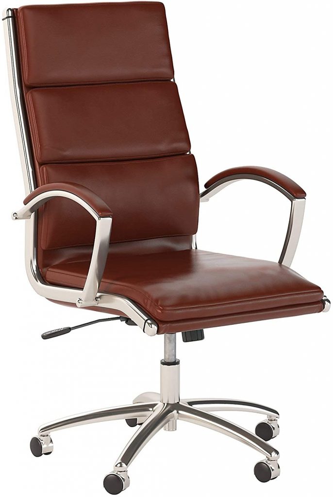  Bush Business Furniture Series C Elite High Back Leather Executive Office Chair in Harvest Cherry