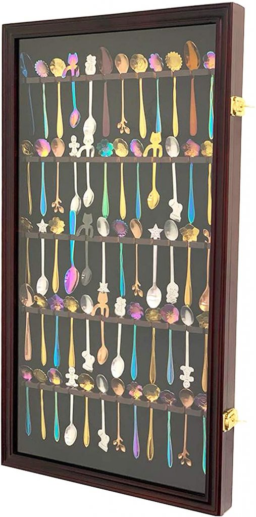  DECOMIL - 60 Spoon Rack Display Case Holder Wall Cabinet