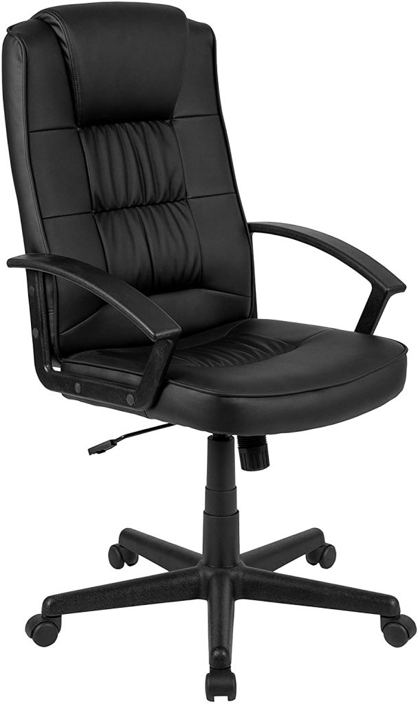  Flash Fundamentals High Back Black LeatherSoft-Padded Task Office Chair with Arms
