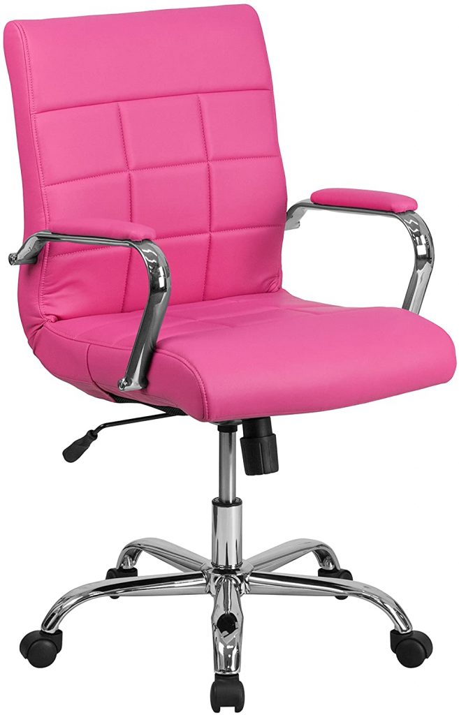  Flash Furniture Mid-Back Pink Vinyl Executive Swivel Office