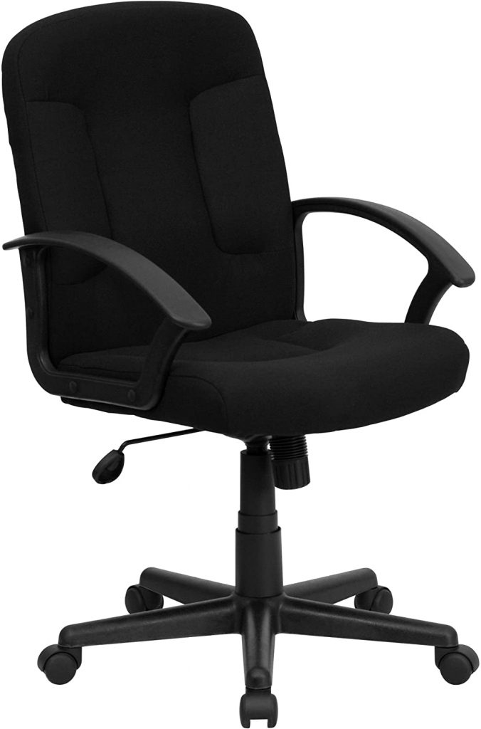  Flash Furniture Mid-Back Black Fabric Executive Swivel Office Chair with Nylon Arms