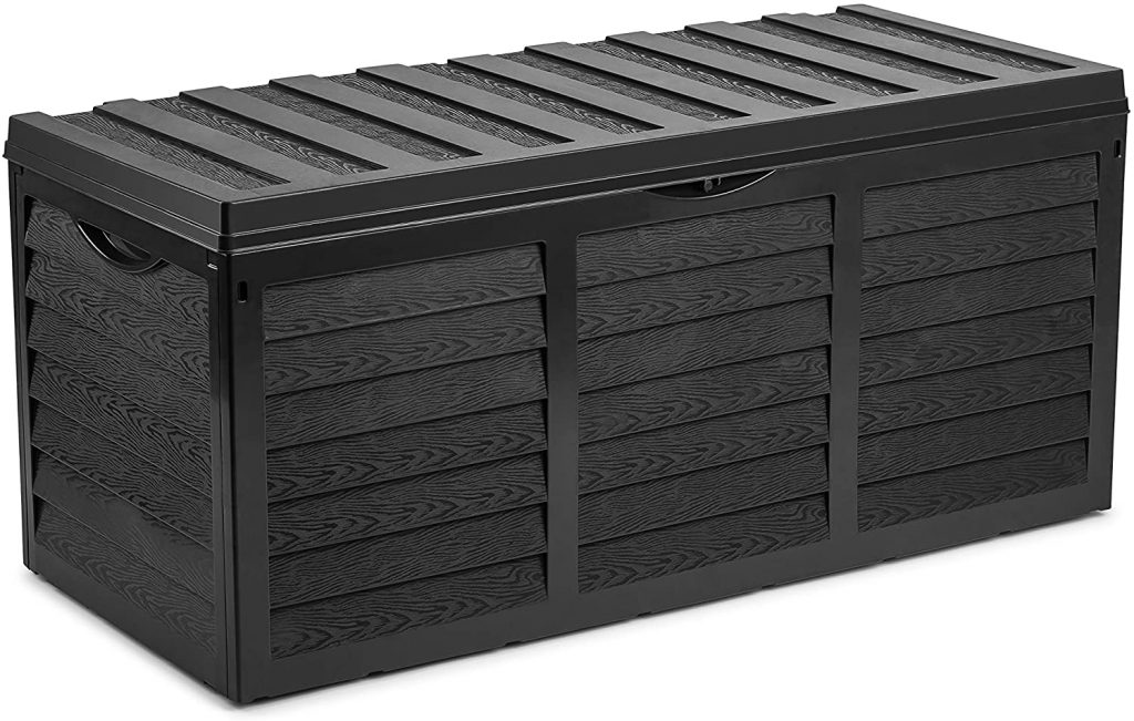  Serinova 84 Gallon Black Resin Outdoor Storage Box