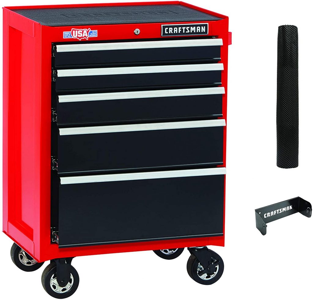 Bright red portable craft cabinet