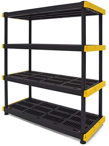 Homz 34-Gallon Durabilt Plastic Stackable Home Office Garage Storage  Organization Container Bin w/Lid and Handles, Black/Yellow (2 Pack)
