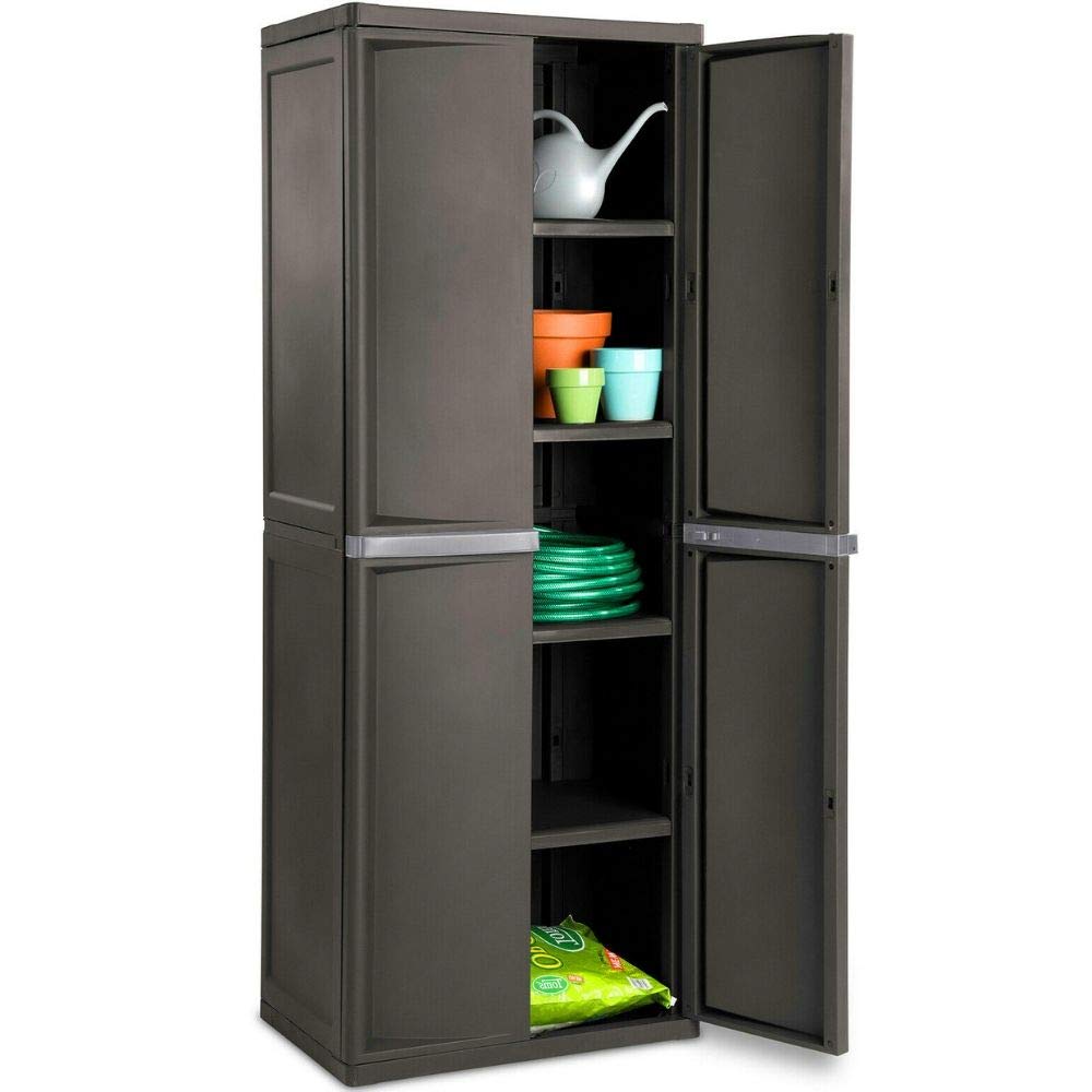 BS Lockable Storage Cabinet Outdoor 4 Shelf Organizer