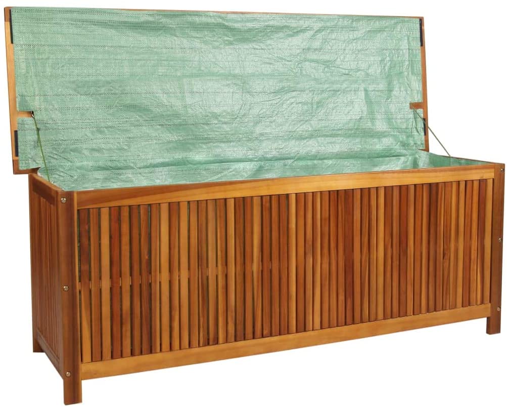  Festnight Garden Storage Bench Acacia Wood with Inner PVC Lining Outdoor Container Deck Box