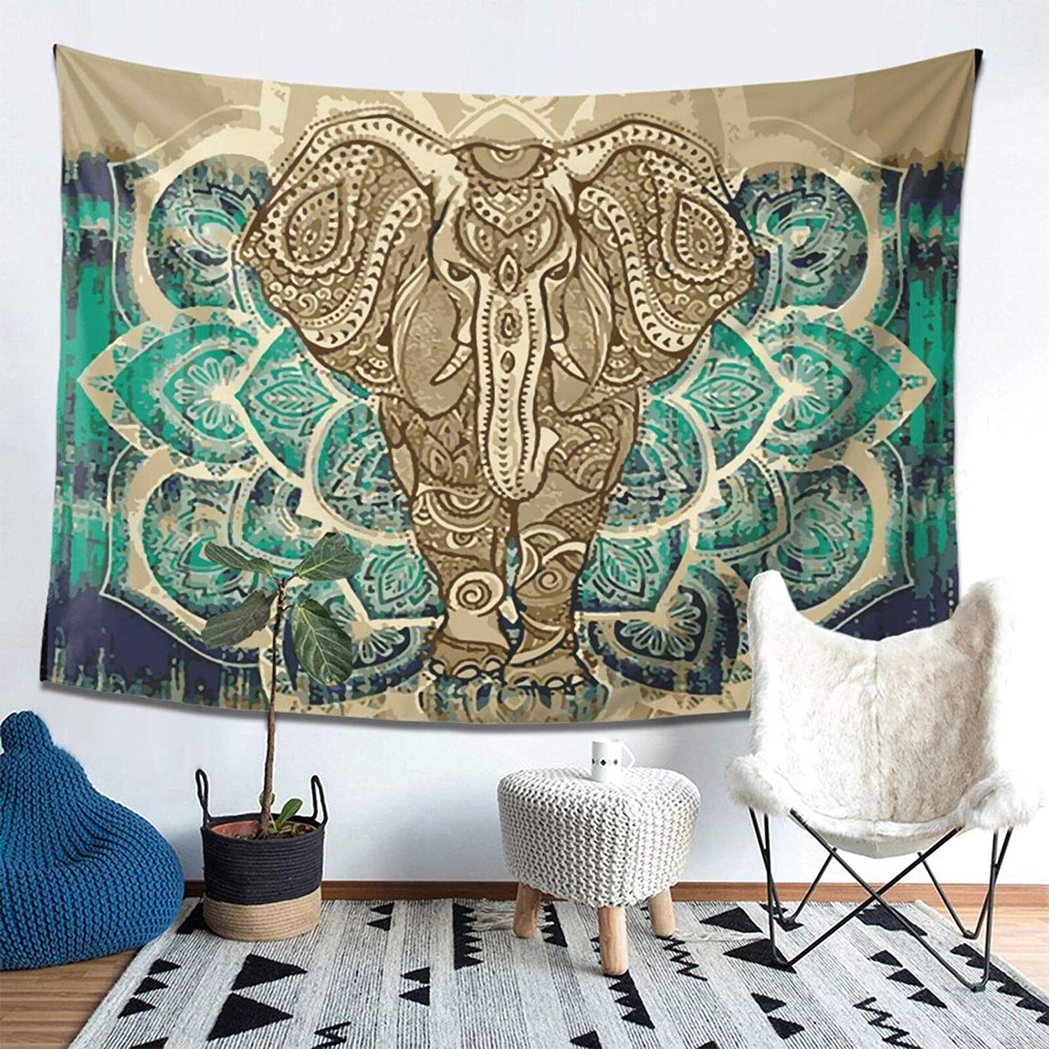 VEEMONIK Bohemian Elephant Tapestry Hanging Decoration