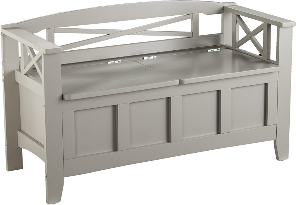  Flip Top Wood Storage Bench - Gray Finish Storage Chest 