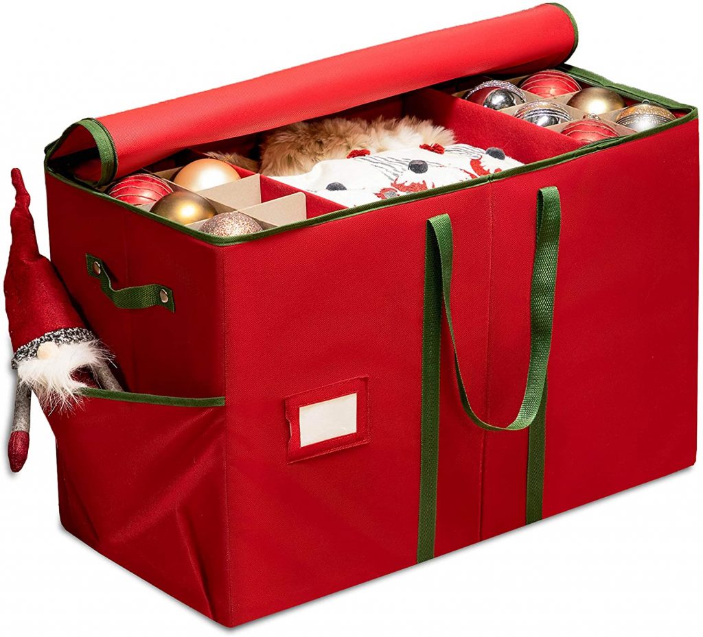 Easy to store 12-Inch Christmas Ornament Storage Bag Red Canvas 
