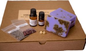 easy-to-make hibiscus and lavender soap supplies
