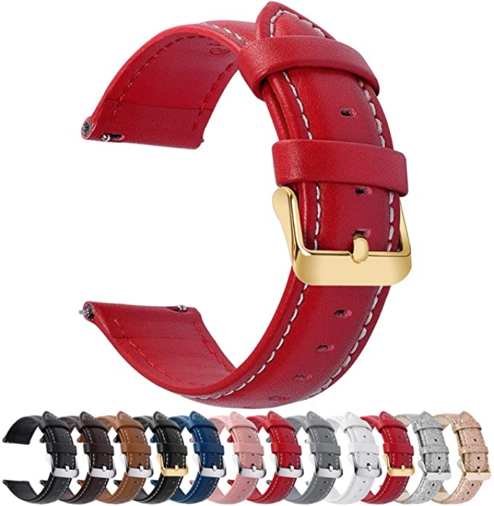 12 Colors for Quick Release Leather Watch Band, Fullmosa Axus Genuine Leather Watch Strap
