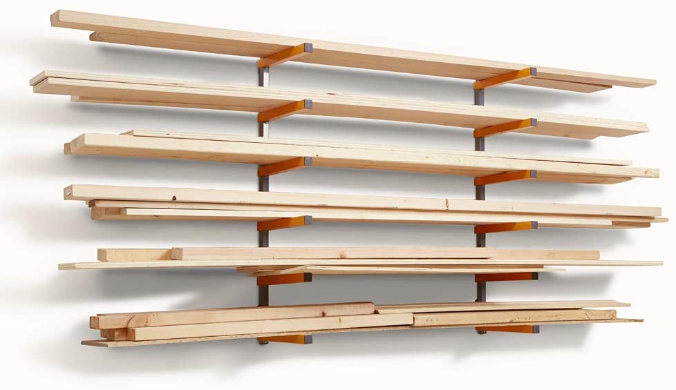 Bora Wood Organizer and Lumber Storage Metal Rack with 6-Level Wall Mount