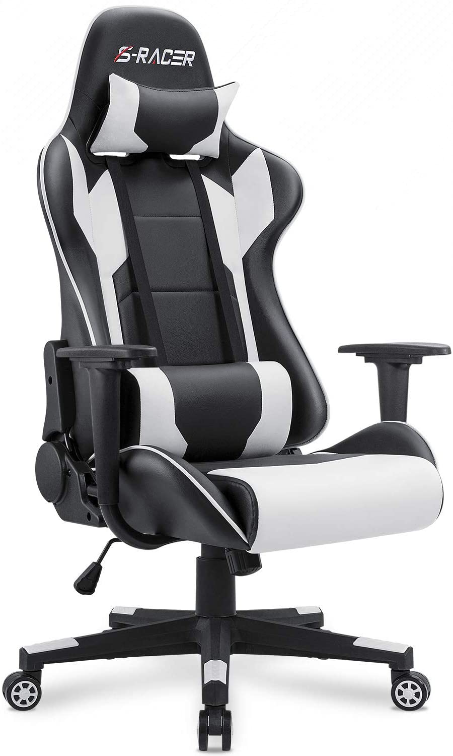 White, with footrest WiiblessU Gaming Chair,Computer Chair Height Adjustable Gaming Chair with 360° Swivel Seat and Headrest for Office or Gaming 