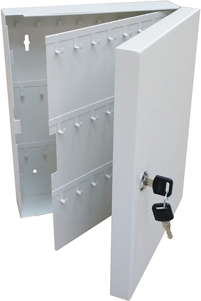  Secure Steel Key Storage Cabinet 93 Keys Gray Box Garage Wall Organizer 