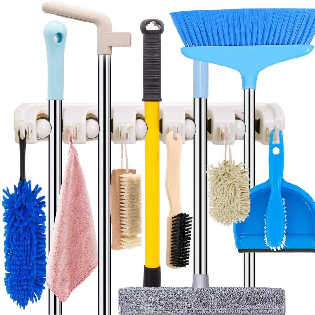  HYRIXDIRECT Mop and Broom Holder Wall Mount Heavy Duty Broom Holder Wall Mounted Broom Organizer
