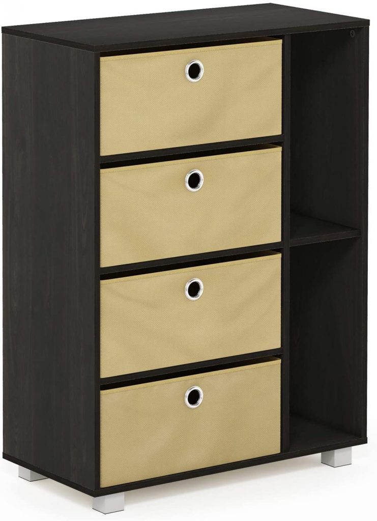 Furinno Multipurpose Storage Cabinet w/4 Bin Drawers,