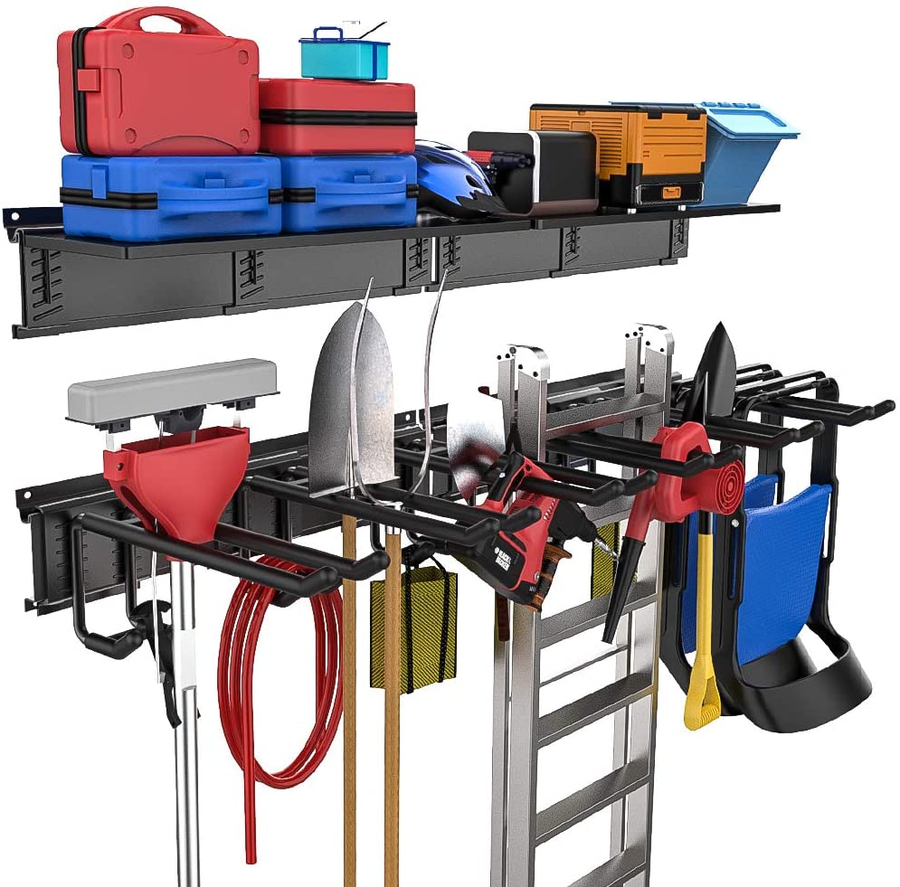  TORACK Garage Tool Storage Rack with Overhead Shelf