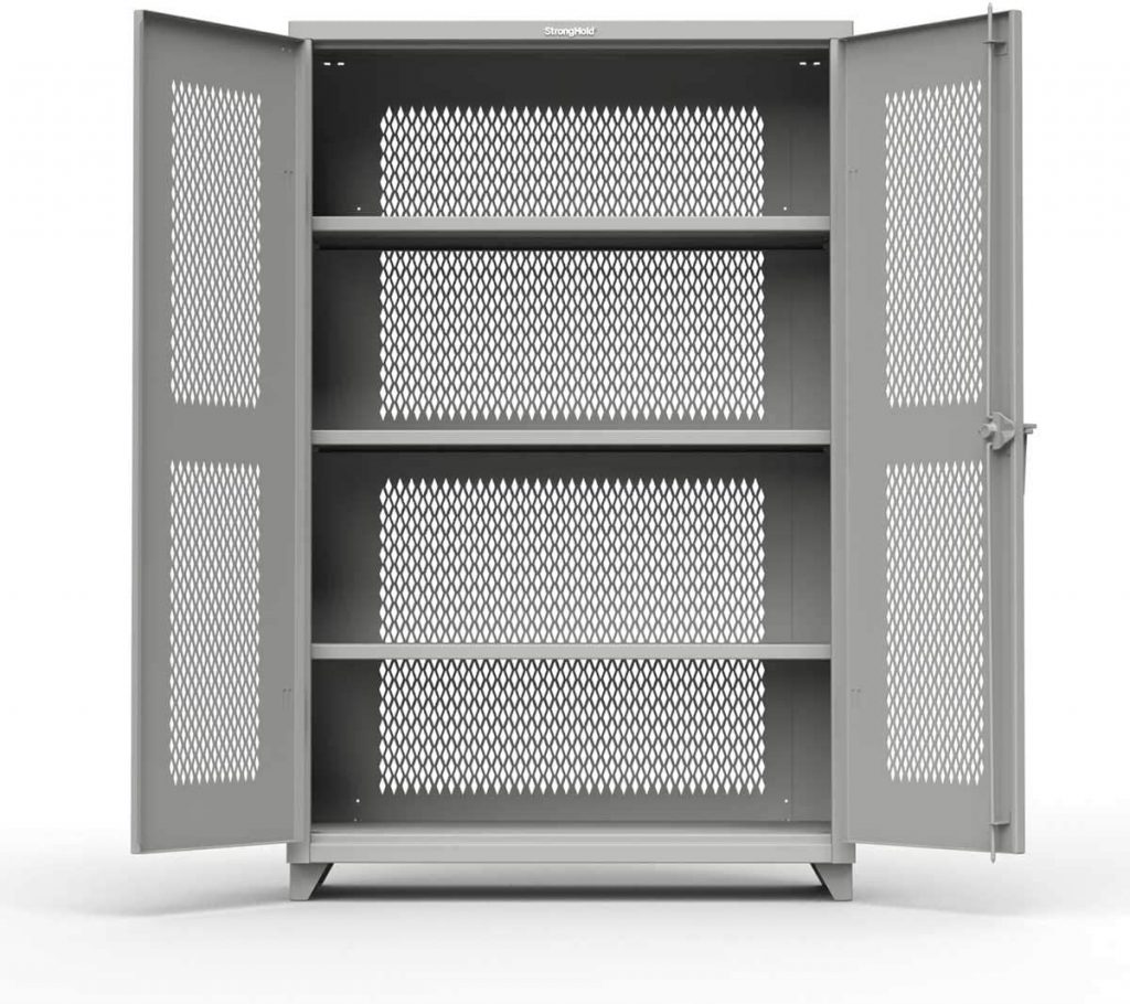 Sterilite 4 Shelf Cabinet, Heavy Duty and Easy to Assemble Plastic Storage  Unit, Organize Bins in the Garage, Basement, Attic, Mudroom, Gray, 1-Pack