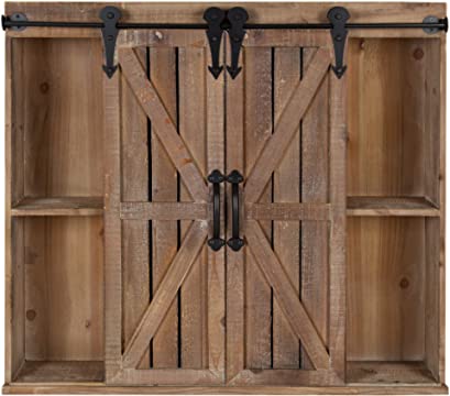 Kate and Laurel Cates Wood Wall Storage Cabinet With Sliding Barn Doors