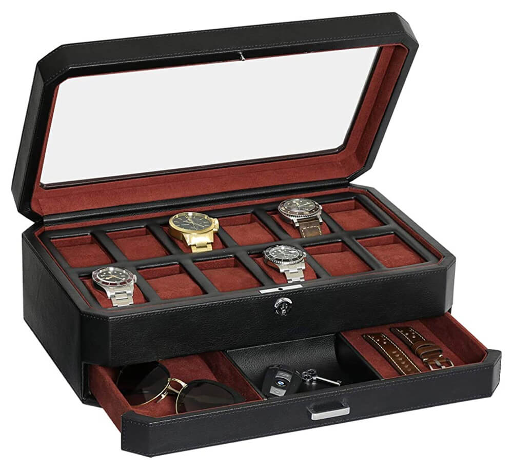 Rothwell Watch Box with Valet Drawer for Men
